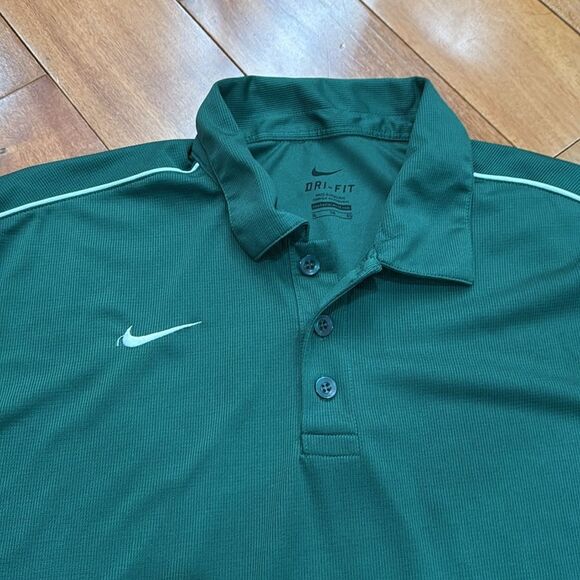 Nike Dri-Fit Men's Green/White 3 Button SS Polo Shirt Size XL - Picture 3 of 8